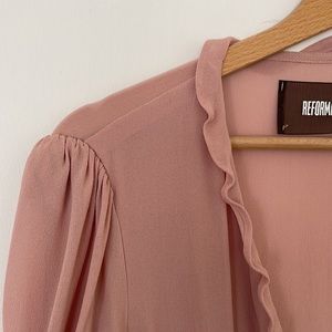 Beautiful dusty pink reformation wrap mini dress. Never worn/1 Tag attached/szL